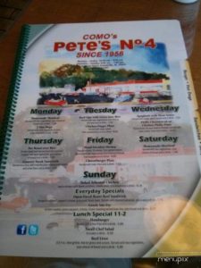 Petes Menu